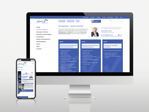 Website von Jehle AG dargestellt auf Desktop und Smartphone